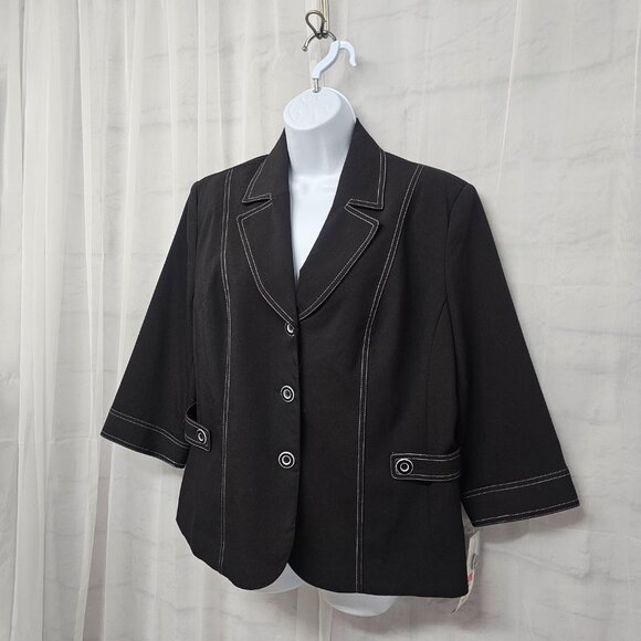 Tanjay Black Blazer Retro Office Business Minimalist 12P NWT - Picture 5 of 11